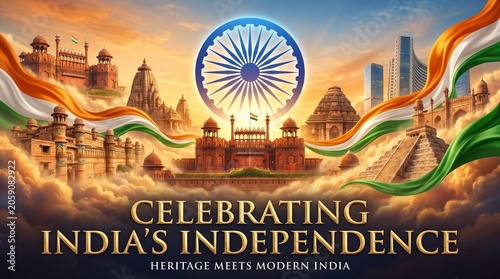 Indian Independence Day -National celebration marking India's independence on August 15, honoring freedom, unity, democracy, and national pride.