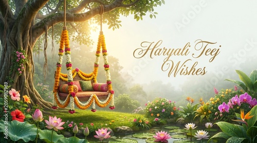 Haryali Teej - A joyful monsoon festival celebrating nature, greenery, prosperity, marital happiness, and traditional Indian culture.