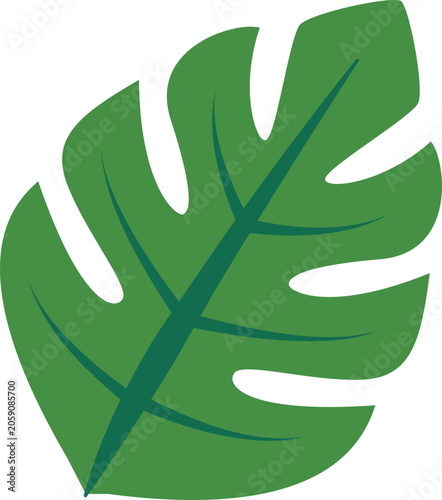 Large Green Leaf With Distinct Shapes and Lines on a Light Background