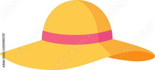 Wide Brim Hat With Pink Band for Sun Protection During Summer Activities