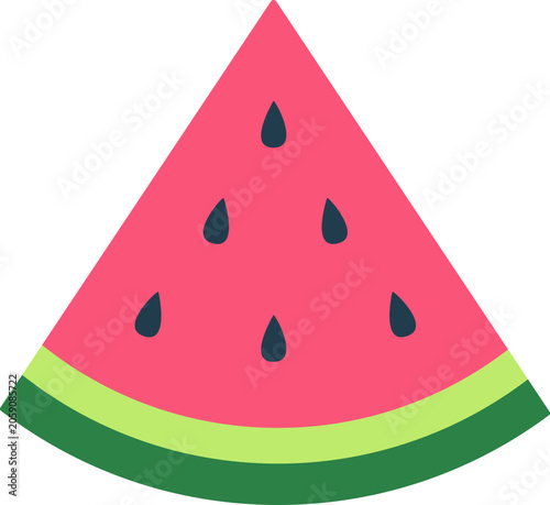 Slice of Watermelon With Seeds and Rind in Simple Graphic Design