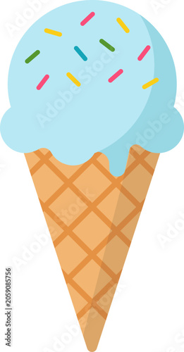 Enjoying a Blue Ice Cream Cone With Colorful Sprinkles on a Warm Day