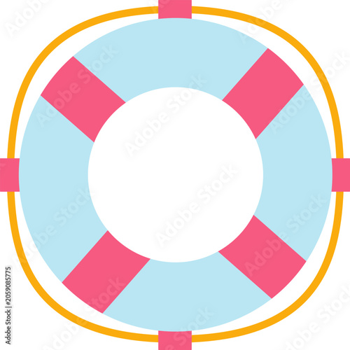 Life Ring Float Used for Safety on the Water at a Swimming Pool Showing Brigh...