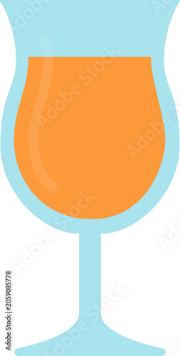 Fresh Orange Drink Served in a Glass With a Blue Base on a Plain Background