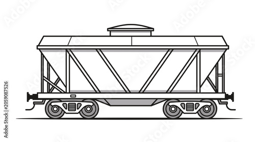 Grain hopper train car illustration in industrial style  