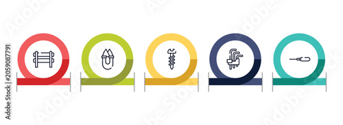 Fotografie construction outline icon set featuring barricade, handheld, screws, hex key icons