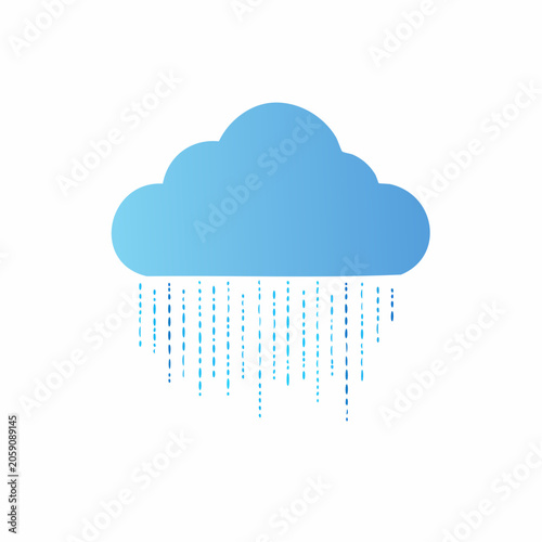 Blue cloud with falling rain drops icon