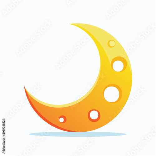 Stylized Crescent Moon with Holes