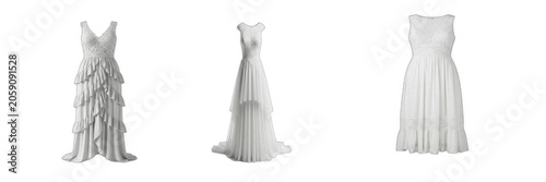Obraz na płótnie Elegant White Wedding Dresses Collection: Bridal Gowns and Formal Evening Wear I