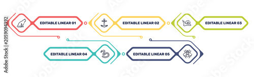 Tableau sur toile free animals outline icon set featuring sitting cat, boat anchor, null, earth worm icons