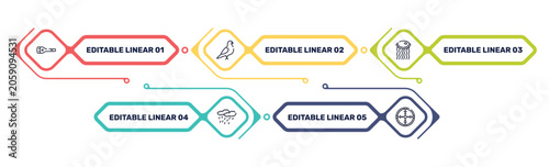 Quadro em tela hunting outline icon set featuring flashlight, pigeon, medusa, precipitation icons