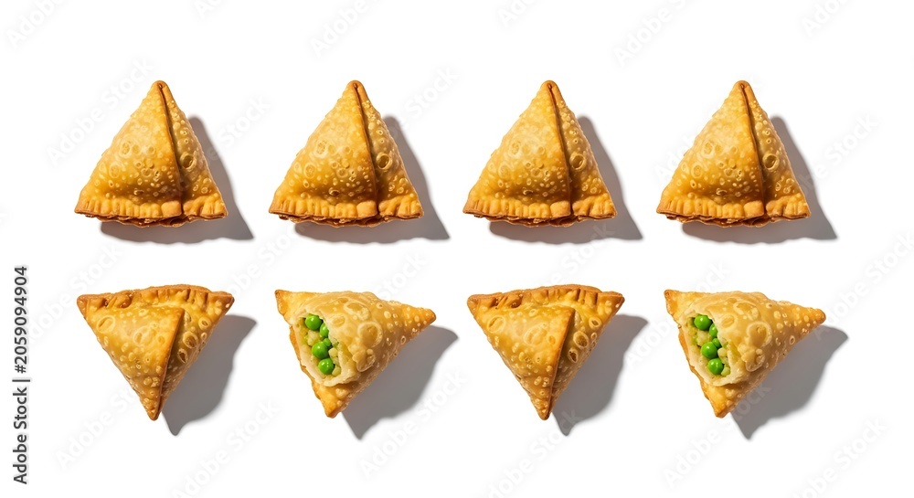Naklejka premium Delicious samosas on white background.