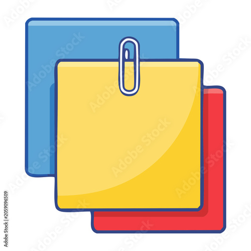 Colorful sticky notes with paperclip icon
