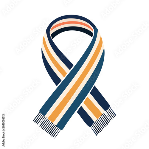 Colorful striped awareness ribbon with fringed ends