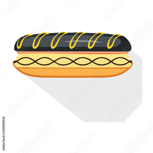 Flat design illustration of an eclair pastry