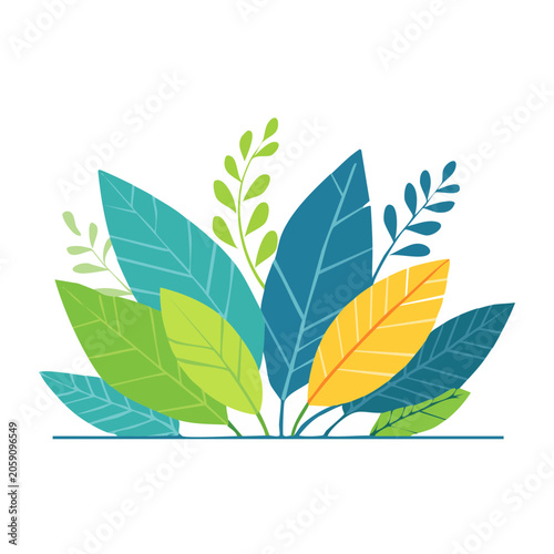 Flat Design Colorful Leaves Illustration
