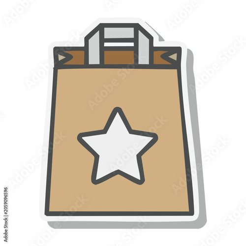 Flat design paper shopping bag with star icon