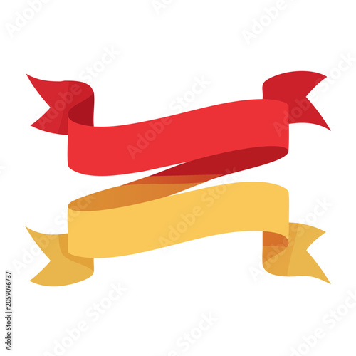 Red and Gold Overlapping Ribbon Banner Illustration