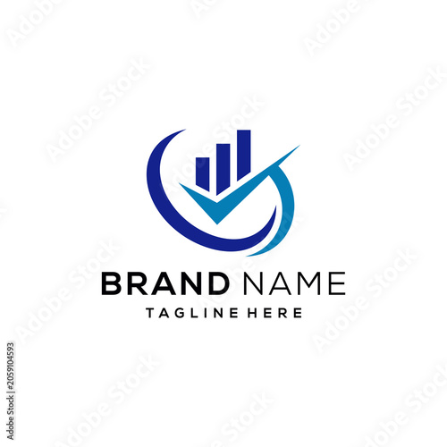 Initial letter G bar chart and check approve for business accounting financial logo design