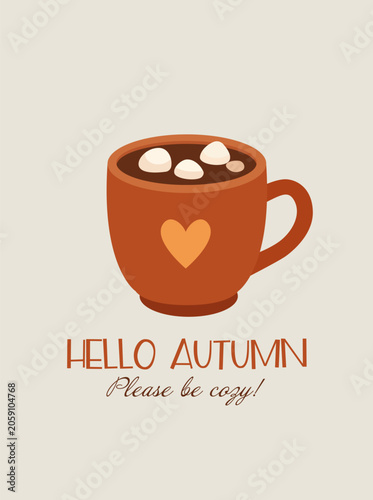 Cozy Cup of Hot Chocolate With Marshmallows for Autumn Season