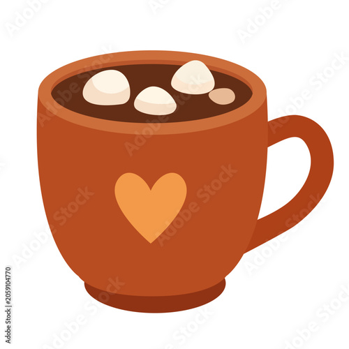 Warm Drink in a Cup With Marshmallows on Top Perfect for Cold Days During Win...