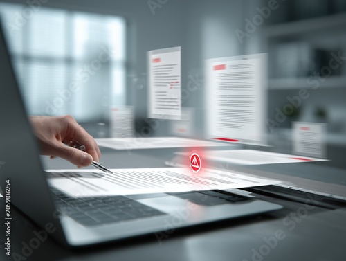 Digital Document Risk Management and Compliance Alert Concept