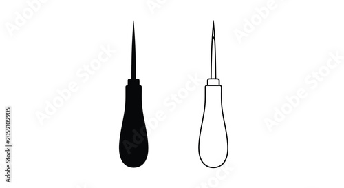 Foto Awl Tool Silhouettes On White Background Silhouette