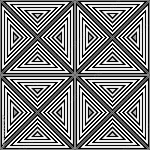 Foto Repeated color triangles on black background