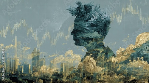 Abstract financial trading and investment concept with stock market charts, data analytics, and digital finance background