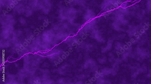 Vibrant purple lightning slashes across a textured, dark purple background. Electric energy pulses with vivid, branching light. The storm's fury radiates raw power and intensity. Ideal for digital art