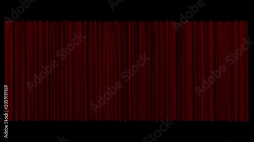Red curtains open close slow