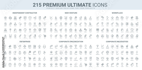 Fotografie Comprehensive icon set for corporate management, entrepreneurship, and professional projects