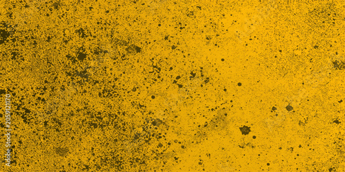Foto Grungy yellow wall texture with rusty metal and stone surface, abstract aged ind