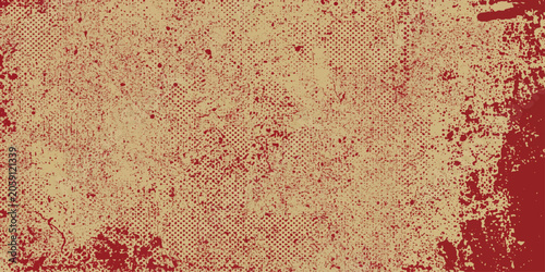 Fotografie Vintage Red Carpet Fabric Texture Background with Grunge Worn Surface Pattern fo
