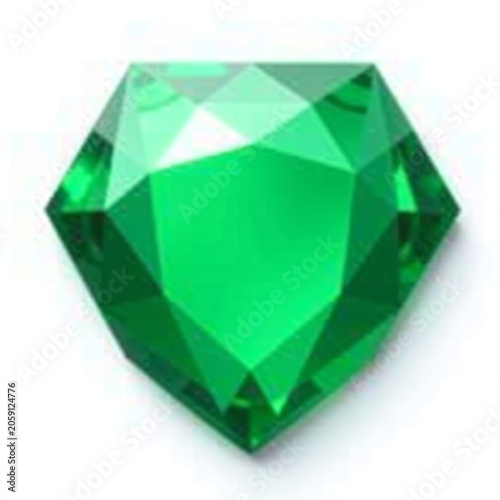 Emerald Green Gem Sticker Isolated On Transparent Background
