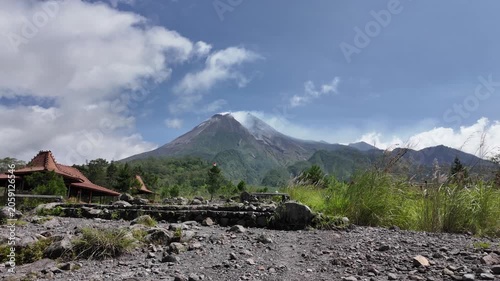 Mount Merapi volcano peak with scenic Landscape