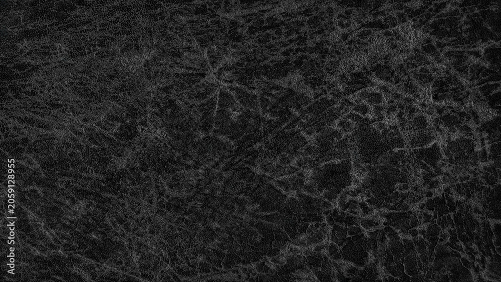 Fototapeta premium Dark black background with fine white lines. Textured pattern imitates natural aged leather. Ideal for graphic projects requiring minimalist depth.