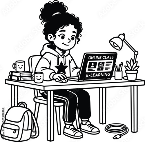 Hand Drawn Person Sitting on Toilet Reading Newspaper Vector Illustration Line Art