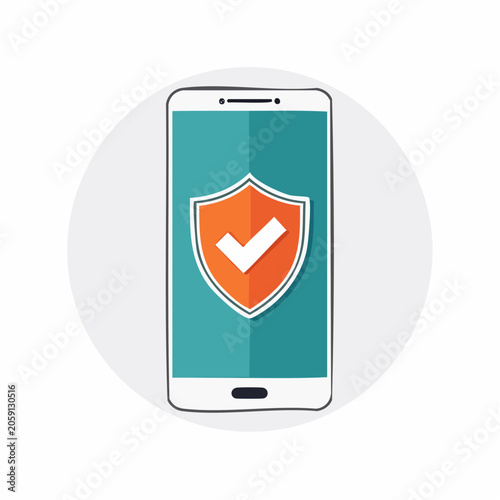 Smartphone Security Shield with Checkmark Icon