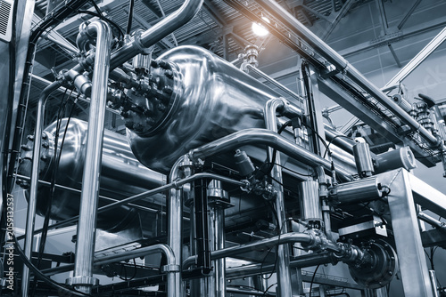 Obraz na plátne Industrial piping system in monochrome