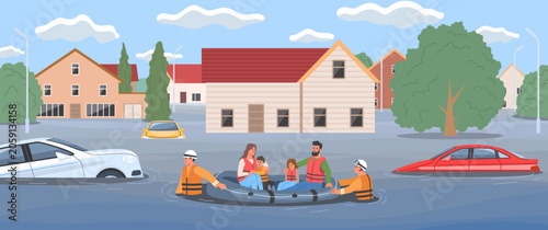 Fotografía Rescue team saving flood victims