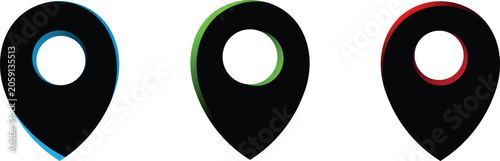 Vector transparent Location icon, red, blue, green accent color with highlight PNG