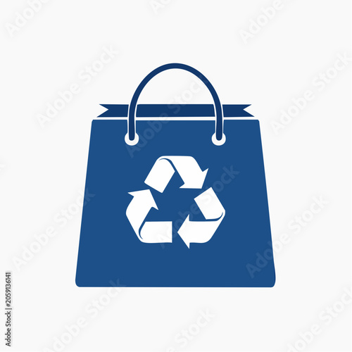 Blue shopping bag with recycling symbol