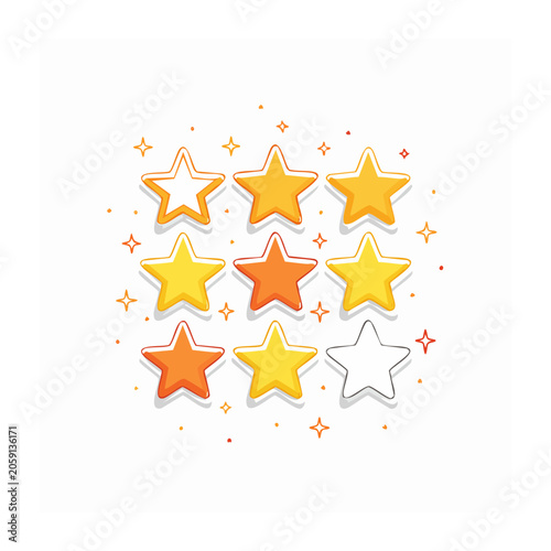 Colorful star rating icons on white background