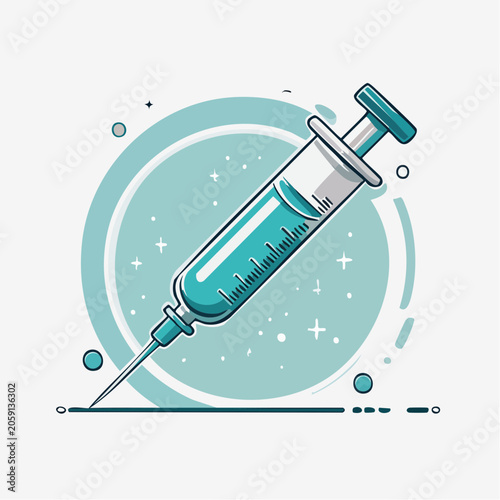Stylized Syringe with Blue Liquid