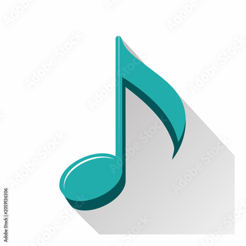 Teal Eighth Note with Shadow