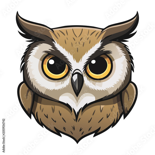 Cartoon Owl Face Illustration