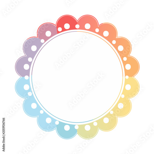 Colorful flower frame illustration with polka dots