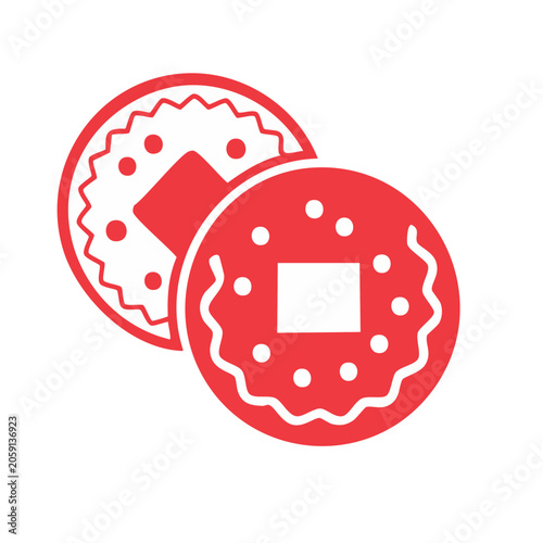 Red and White Flat Design Cookies Icon