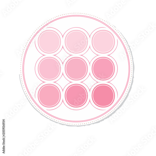 Pink circles in symmetrical grid pattern on white background